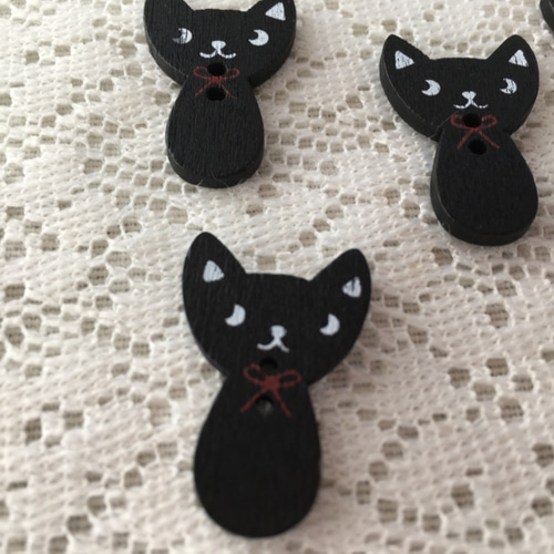 CB *12個*25mm*黒ねこ2穴 ボタン * kraftbuttons * 通販 4112636