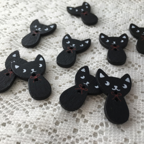 CB *12個*25mm*黒ねこ2穴 ボタン * kraftbuttons * 通販 4112636