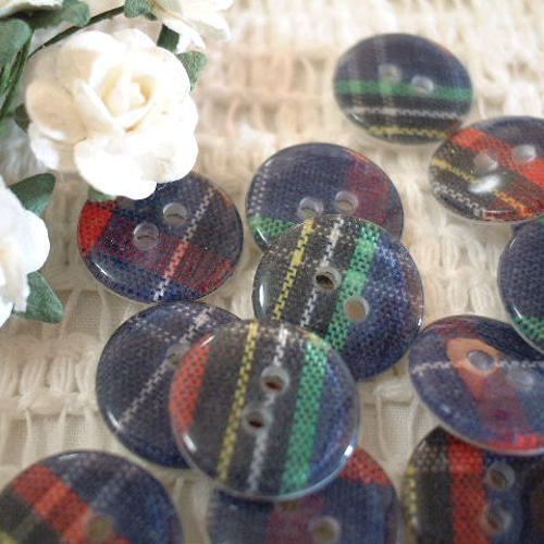 KB*12個*13mm*タータンチェックorバーバリー柄ボタン ボタン