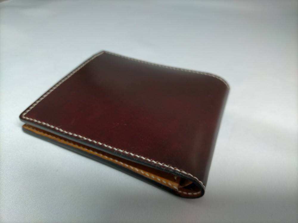 オーダー品　二つ折り財布　オイルコードバン　ナチュラル 日本製 馬革 コードバン 二つ折り財布 (メンズ コードバン二
