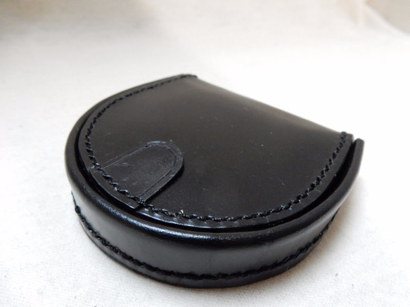 ブライドルレザー馬蹄型コインケース　黒 1枚目の画像