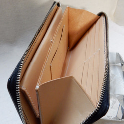 BOX型ラウンドファスナー財布　ブライドルレザー　ネイビー 2枚目の画像