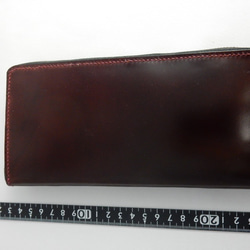 BOX型ラウンドファスナー財布　オイルコードバン　ワインレッド 9枚目の画像