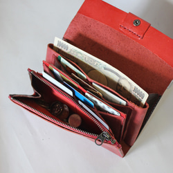 カードタテ収納、幅17.5cm。これが長財布の決定版。ミシンで縫えないから、手縫い。 5枚目の画像