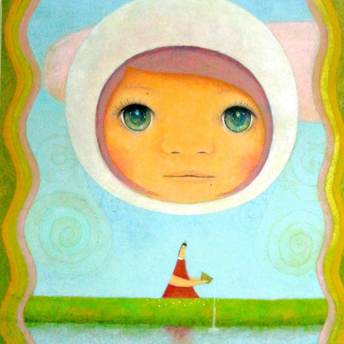 32×41㎝「着替え中のあかちゃん。」油彩・原画・F6