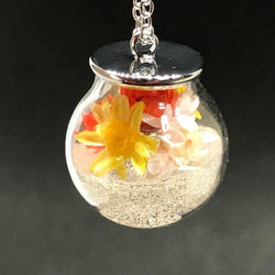 ガラスドーム　　ラメに咲く小花たち（シルバー） 2枚目の画像
