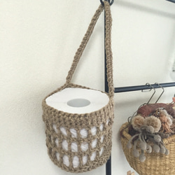 麻ひものナチュラルなトイレットペーパーホルダー 1枚目の画像