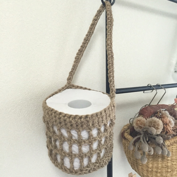 麻ひものナチュラルなトイレットペーパーホルダー 1枚目の画像