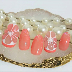 ぷっくり♪ピンクグレープフルーツネイル ネイルチップ（つけ爪