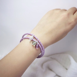 『小幸運-氣質紫』天然螢石、925銀飾品＋真皮皮繩手鍊 -Aki's design 第4張的照片