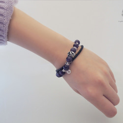 售完『幸福的智慧』天然紫水晶＋白水晶＋925銀飾品＋真皮皮繩手鍊 -Aki's design 第5張的照片