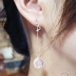 『The Little Mermaid』垂墜線條粉水晶耳環 -Aki's design 第6張的照片