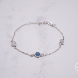 大人的『藍天白雲』天然海藍寶＋月光石＋925銀輕手鍊 -Aki's design 第2張的照片