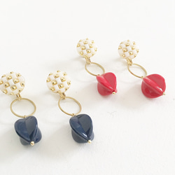 Vintage Cube Botton Earrings / Red 6枚目の画像