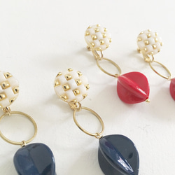 Vintage Cube Botton Earrings / Red 7枚目の画像