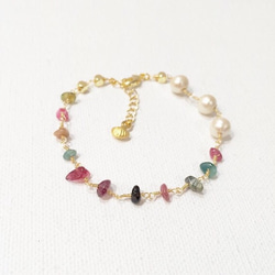 再販〉Shell charm bracelet-トルマリン- 1枚目の画像