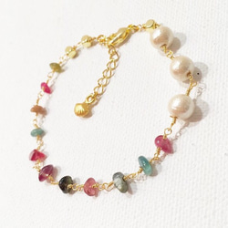 再販〉Shell charm bracelet-トルマリン- 2枚目の画像