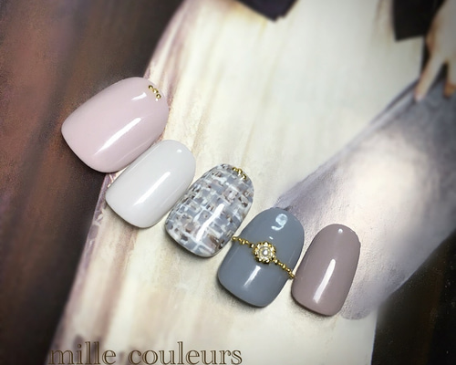 大人ニュアンスカラーツイードネイル♡ ネイルチップ（つけ爪） mille