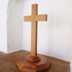 木の十字架（クロス）台付き（小サイズ）高さ21ｃｍ 2枚目の画像