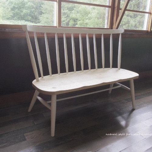 ホワイトナチュラル・ウィンザーベンチ[二人掛け][横幅126cm][座面