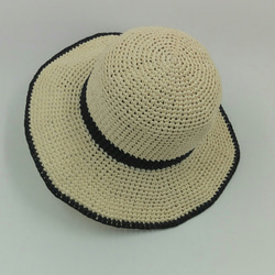 布莉安娜手作織物/時尚黑白拉菲草帽/手工設計帽 第1張的照片