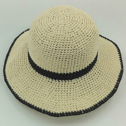 布莉安娜手作織物/時尚黑白拉菲草帽/手工設計帽 第2張的照片