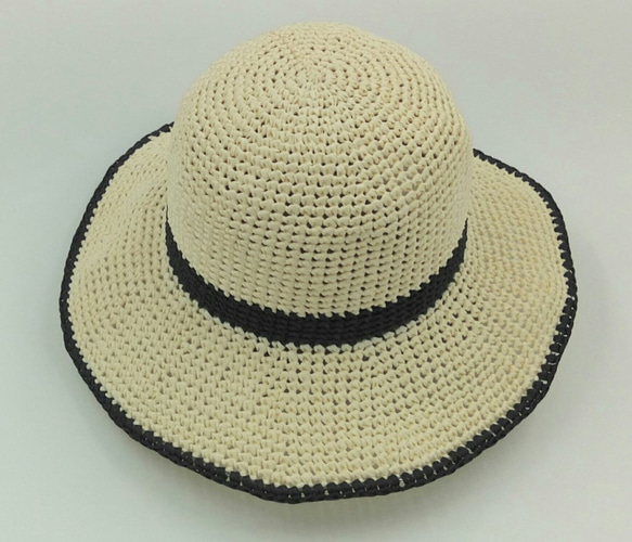 布莉安娜手作織物/時尚黑白拉菲草帽/手工設計帽 第2張的照片