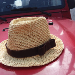 布莉安娜手作織物/寬帽沿拉菲草紳士帽/手工設計帽 第1張的照片
