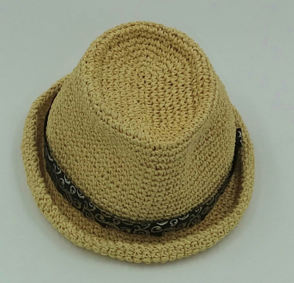 布莉安娜手作織物/短帽沿拉菲草紳士帽/手工設計帽 第2張的照片