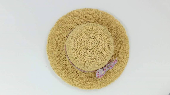 布莉安娜手作織物/螺旋紋拉菲草帽/手工設計帽 第1張的照片
