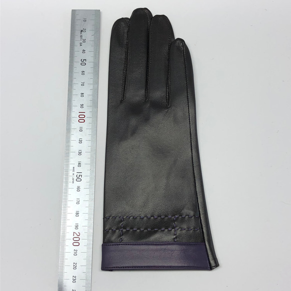 革手袋 [216] 19cm バイカラー  パープルの飾り 4枚目の画像