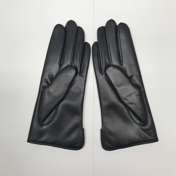 革手袋 [145] 定番。カシミヤ入りの黒(オーダー可) 2枚目の画像