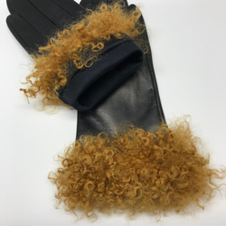 革手袋 [165] 超個性的  黒×黄のファー 3枚目の画像