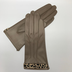 革手袋 [188] 3本飾りとハラコのL/茶 1枚目の画像