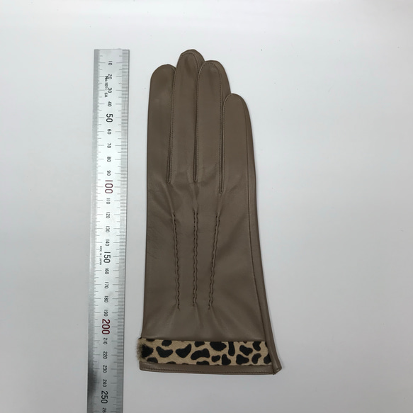 革手袋 [188] 3本飾りとハラコのL/茶 4枚目の画像