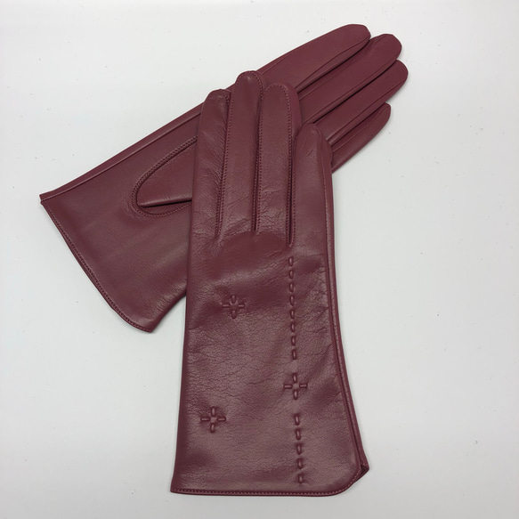 革手袋 [190] 革ヒモ通しのかわいいピンク (サイズオーダー可) 1枚目の画像