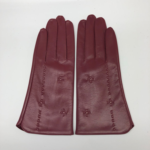 革手袋 [190] 革ヒモ通しのかわいいピンク (サイズオーダー可) 2枚目の画像