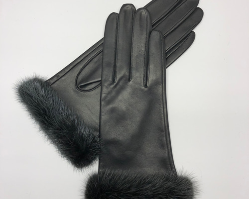 革手袋 [194] 上品でシックなミンクファー付 手袋・ミトン kawa- wa