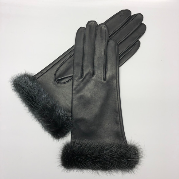 革手袋 [194] 上品でシックなミンクファー付 手袋・ミトン kawa- wa