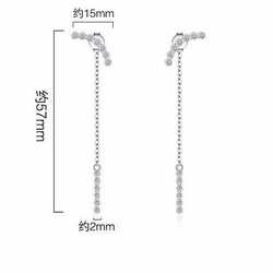 甜美微笑 弧形鍊條鋯石垂墜款耳環 第7張的照片