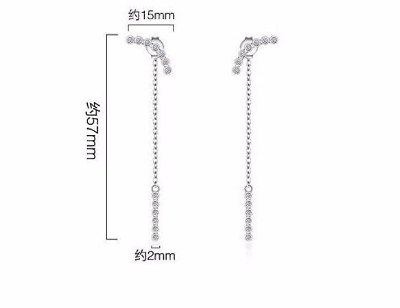 甜美微笑 弧形鍊條鋯石垂墜款耳環 第7張的照片