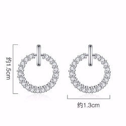 築夢 追夢 圓夢 圓形鋯石耳環（銀色） 第3張的照片