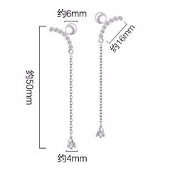 甜美微笑 弧形珍珠鍊條鋯石垂墜款耳環 第7張的照片