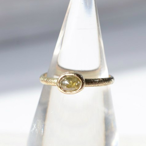 素敵クールなローズカットのソルトアンドペッパーダイヤモンドK10