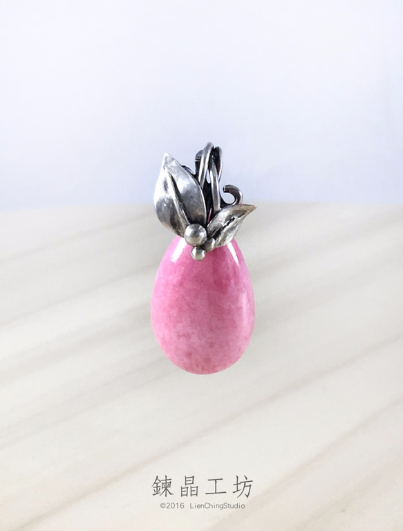 玫瑰輝石純銀墜 Rhodonite Stone Sterling Silver Pendant 第3張的照片