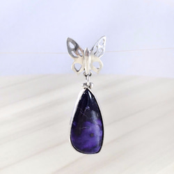 舒俱萊純銀墜《蝶戀花》  Sugilite Sterling Silver Pendant 第3張的照片