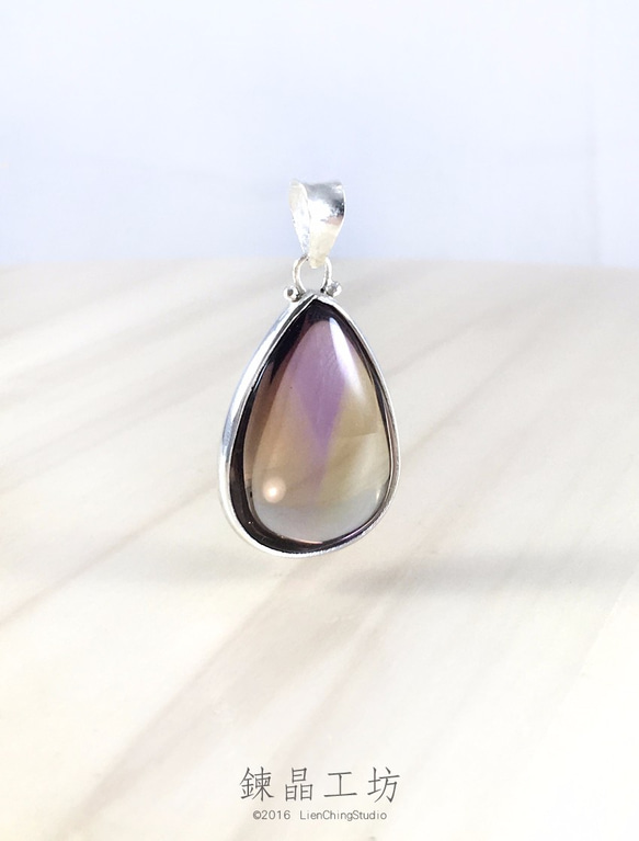 【鍊晶工坊】 紫黃晶純銀墜《和諧的對稱》Ametrine Sterling Silver Pendant 第2張的照片