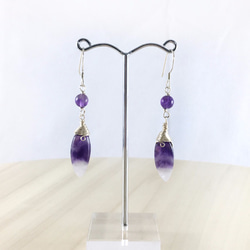 【鍊晶工坊】 夢幻紫水晶純銀耳勾　Amethyst Sterling Silver Earing 第2張的照片