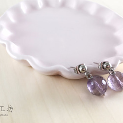 【鍊晶工坊】 切角珠紫水晶耳勾　Amethyst Cutting Bead Earing 第2張的照片