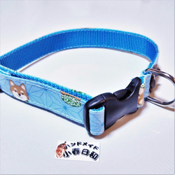 柴犬と麻の葉柄　犬用首輪　PPテープベース（全４色から受注製作可） 3枚目の画像